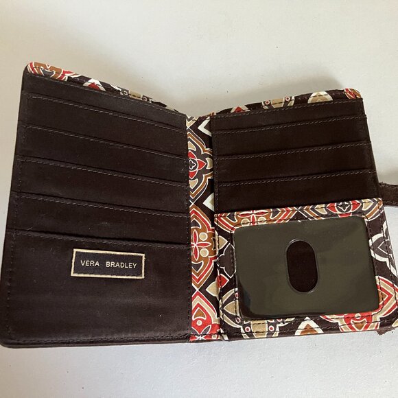 Vera Bradley Small Zip & Snap Wallet Caramel Cream Beige Tan Organizer. - Picture 3 of 6